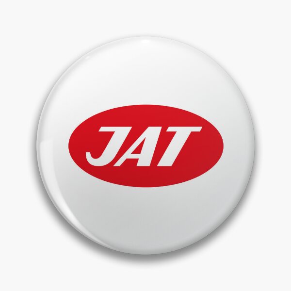 Item preview, JAT Airways Logo with White Letters in Red Oval on White Background designed and sold by Myvollshoes.