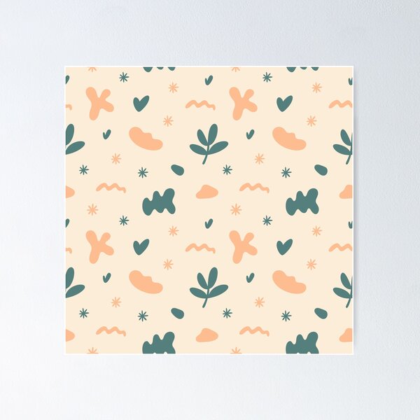 Item preview, Retro Peach and Teal Abstract Botanical Pattern designed and sold by Chonkz.