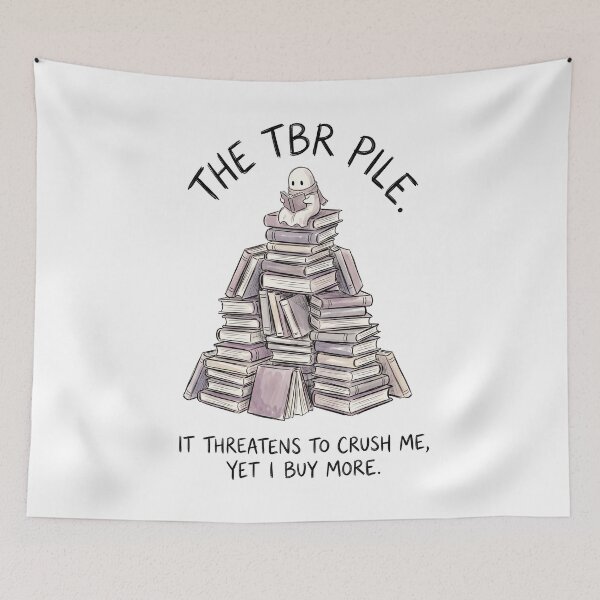 Item preview, The TBR Pile It Threatens to Crush Me Yet I Buy More – Funny Bookish Ghost Reading Art designed and sold by Luminari Creations.