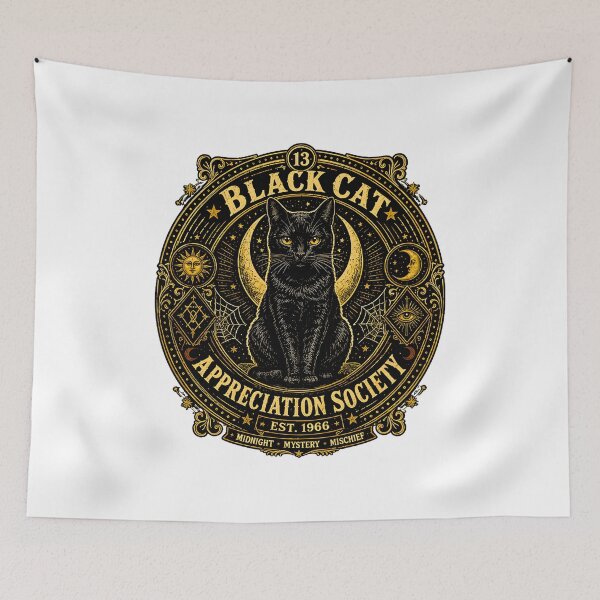 Item preview, Black Cat Appreciation Society Emblem Vintage Mystical Design designed and sold by Dmo3HarkoArt.