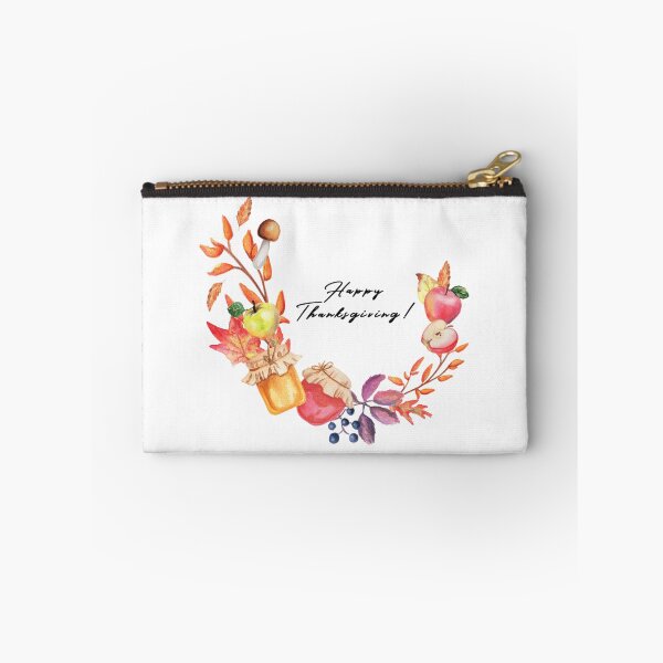 Item preview, Happy Thanksgiving Watercolor Autumn Harvest Wreath with Apples and Fall Leaves designed and sold by FestivityFinds.