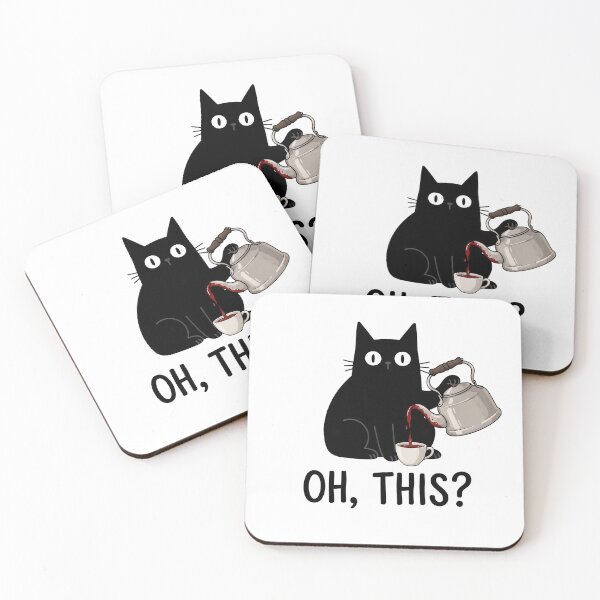 Item preview, Funny Creepy Murderous Black Cat holding a Kettle designed and sold by LexaArtworks.
