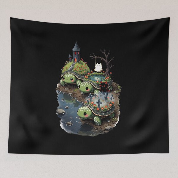 Item preview, Pixel Spooky Island Turtles: Cute Halloween Graveyard & Ghost World designed and sold by HexOne.