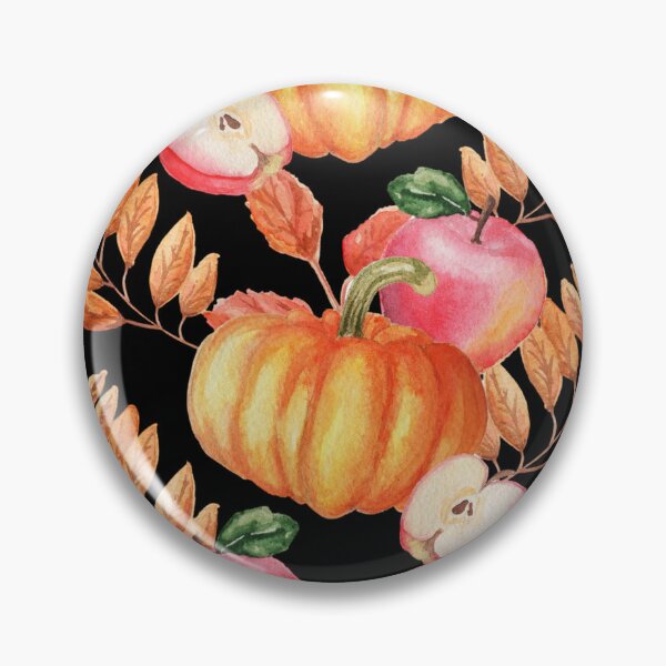 Item preview, Watercolor Autumn Pumpkins and Apples Fall Harvest Pattern designed and sold by FestivityFinds.