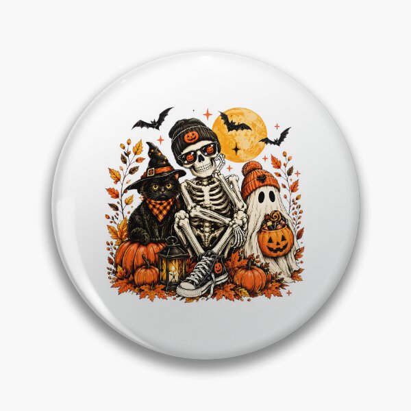 Item preview, Spooky Cute Halloween Friends Skeleton Cat Ghost designed and sold by Dmo3HarkoArt.