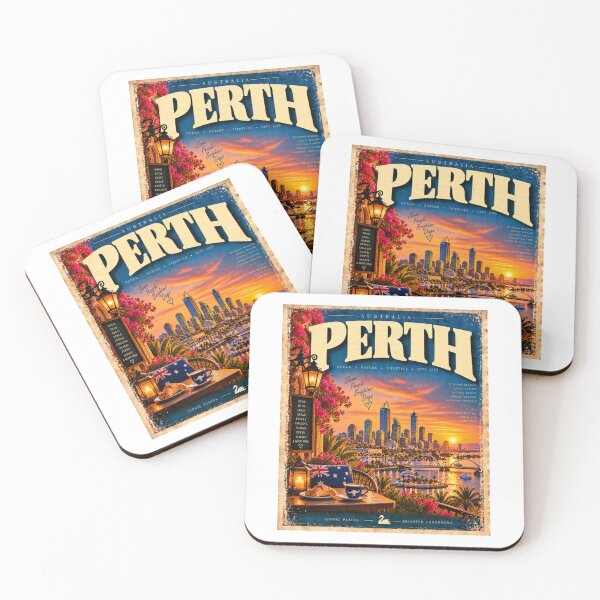 Item preview, Perth Australia Vintage Travel – Swan River Skyline and Golden Sunset designed and sold by Fleetwood1994.