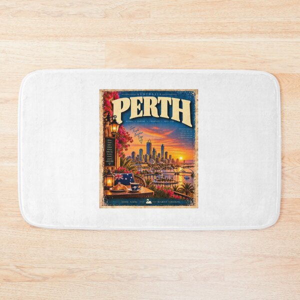 Item preview, Perth Australia Vintage Travel – Swan River Skyline and Golden Sunset designed and sold by Fleetwood1994.
