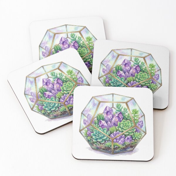Artikelvorschau, Magisches geometrisches Terrarium mit Amethystkristall-Sukkulenten entworfen und verkauft von bvdesignart.