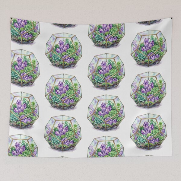 Item preview, Magical Amethyst Crystal Succulent Geometric Terrarium designed and sold by bvdesignart.