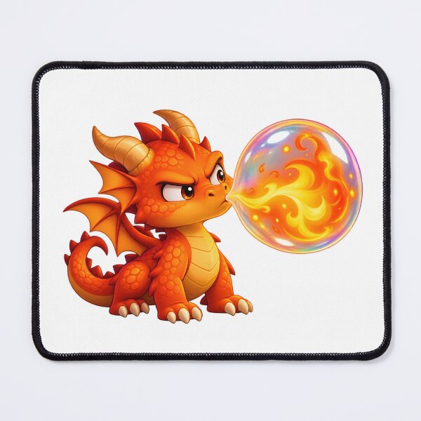 Item preview, Bubble Trouble - Cute Dragon Blowing a Fire Bubble designed and sold by Digipeel.