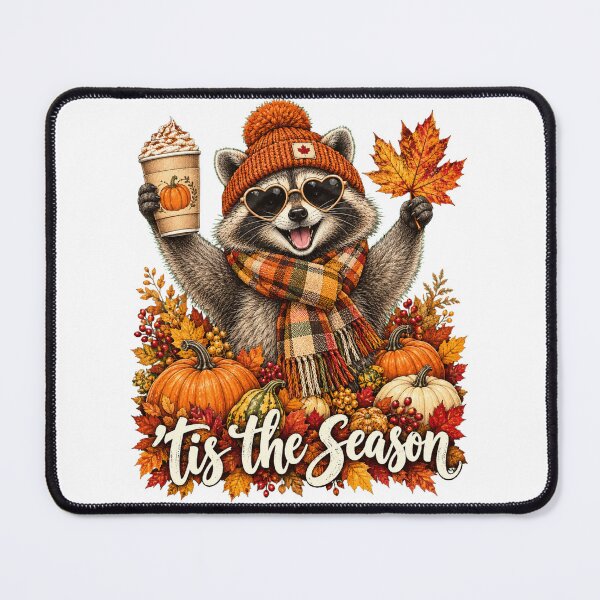 Item preview, Cozy Fall Raccoon 'Tis The Season Pumpkin Spice & Autumn Leaves designed and sold by BumbleBloom7.