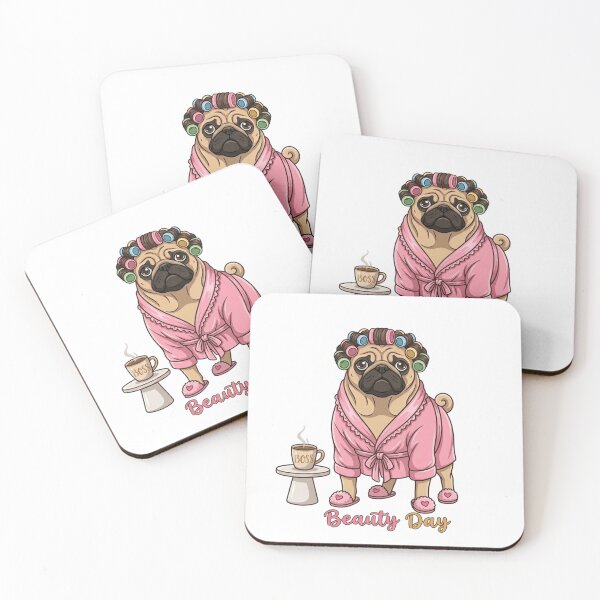 Item preview, Pug in pink bathrobe - Beauty Day designed and sold by Angel & Mortimer .