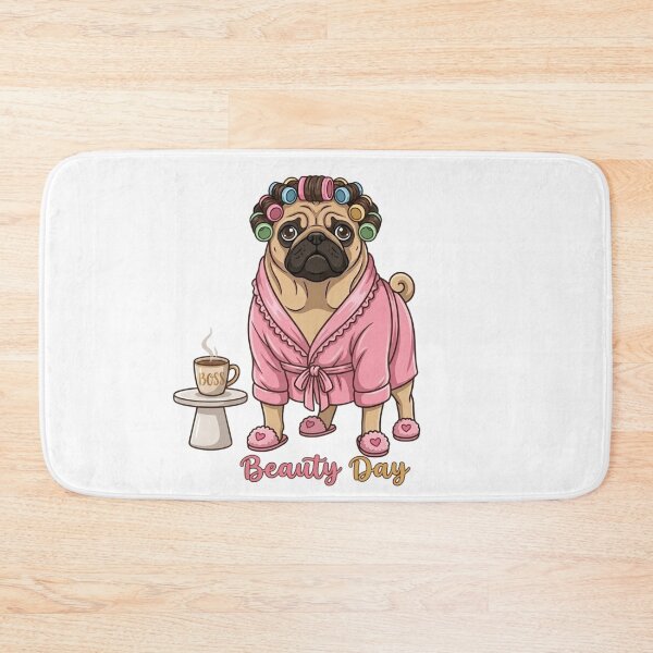 Item preview, Pug in pink bathrobe - Beauty Day designed and sold by Angel & Mortimer .