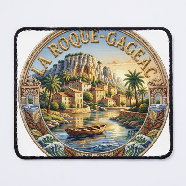 Item preview, La Roque Gageac France Dordogne River Cliff Village Embroidered Patch Sticker designed and sold by Imaginarium of Chaos falcon88 .