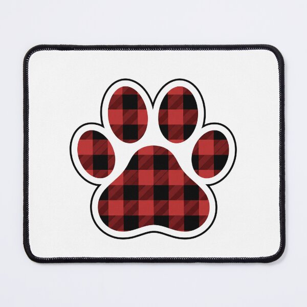 Item preview, Red Black Buffalo Plaid Dog Paw Print designed and sold by PinkyDona.