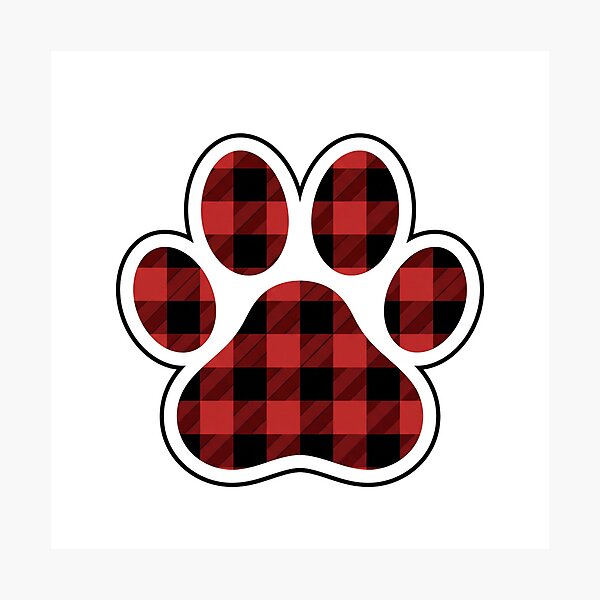 Item preview, Red Black Buffalo Plaid Dog Paw Print designed and sold by PinkyDona.