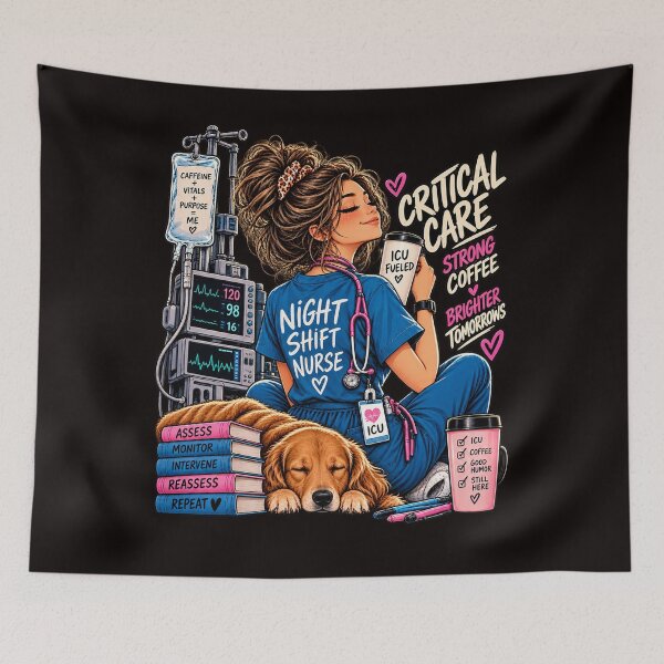 Item preview, ICU Night Shift Nurse Coffee Humor designed and sold by SRV Shop ⭐⭐⭐⭐⭐.