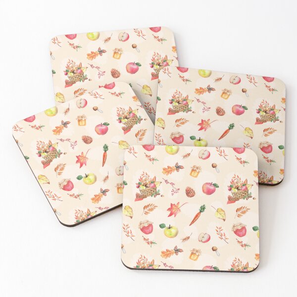 Item preview, Autumn Harvest Watercolor Apple Jam and Pinecone Pattern designed and sold by FestivityFinds.