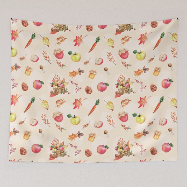 Item preview, Autumn Harvest Watercolor Apple Jam and Pinecone Pattern designed and sold by FestivityFinds.