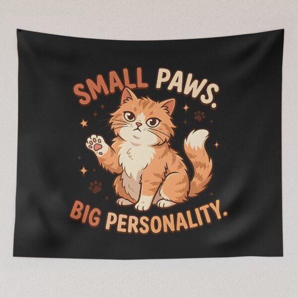 Item preview, Small Paws Big Personality Cute Sassy Orange Cat Quote designed and sold by MCV-Designs.