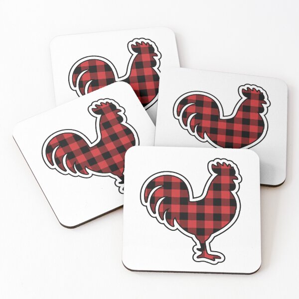Item preview, Red Black Buffalo Plaid Rooster Silhouette designed and sold by PinkyDona.