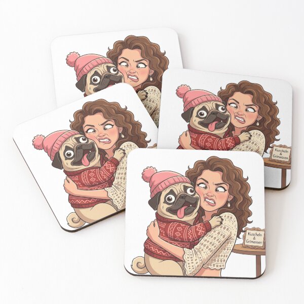 Item preview, Funny Woman and Pug Making Daces designed and sold by Angel & Mortimer .