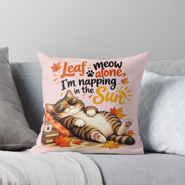 Item preview, Naughty Napping Fall Cat designed and sold by ByNicoleSara.