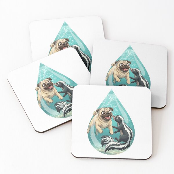 Item preview, Pug and Skunk in Water Drop designed and sold by Angel & Mortimer .