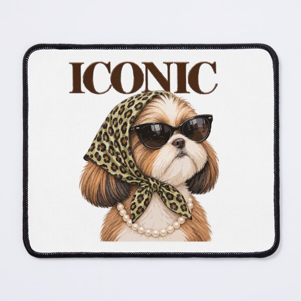 Item preview, Iconic Shih Tzu – Leopard Print Scarf and Black Sunglasses designed and sold by PawsAndPallette .