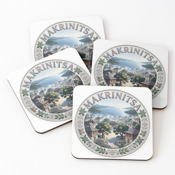 Item preview, Makrinitsa Greece Pelion Mountain Village Stone Mansions Embroidered Patch Sticker designed and sold by Imaginarium of Chaos falcon88 .