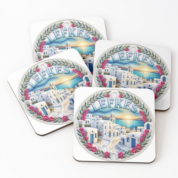 Item preview, Lefkes Greece Paros Whitewashed Aegean Village Blue Doors Embroidered Patch Sticker designed and sold by Imaginarium of Chaos falcon88 .