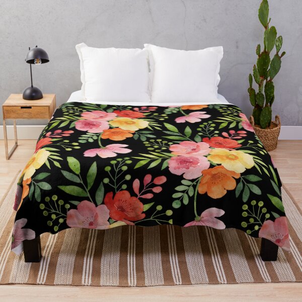 Item preview, Watercolor Floral Garden Throw Pillows | Pink, Coral & Yellow Blooms designed and sold by FestivityFinds.