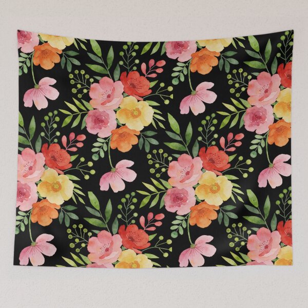 Item preview, Watercolor Floral Garden Throw Pillows | Pink, Coral & Yellow Blooms designed and sold by FestivityFinds.