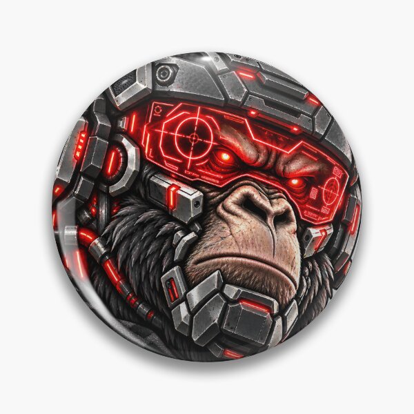 Item preview, Cyberpunk Industrial Gear Cyber Chimp Art designed and sold by RiteshCenter .