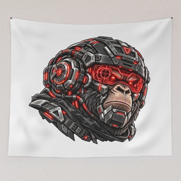 Item preview, Cyberpunk Industrial Gear Cyber Chimp Art designed and sold by RiteshCenter .