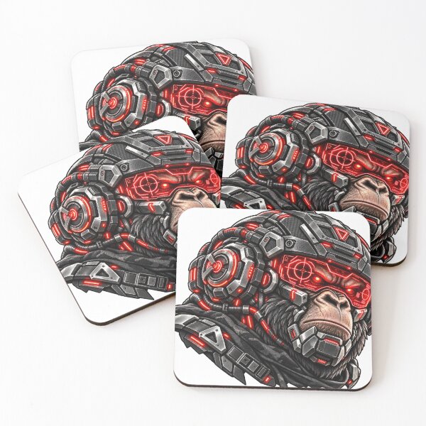 Item preview, Cyberpunk Industrial Gear Cyber Chimp Art designed and sold by RiteshCenter .