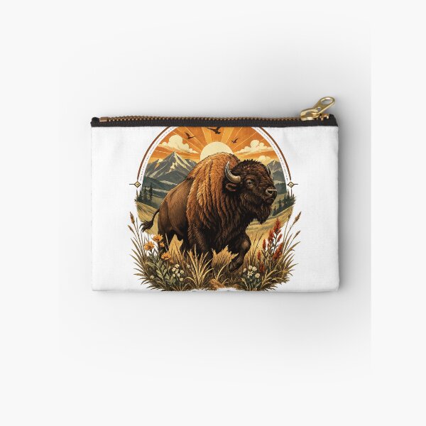 Item preview, Roam Free Majestic American Bison Vintage Western Wildlife Nature Art designed and sold by inkoutninja.