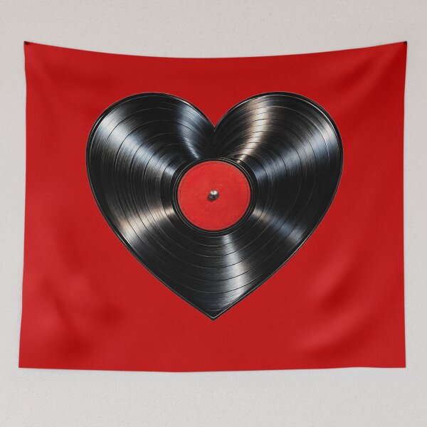 Item preview, Black Vinyl Record Heart Retro Music Lover Art designed and sold by HEARTSIGNAL.