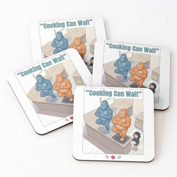Item preview, Cooking Can Wait - Funny Bigfoot Kitchen Yoga Cartoon designed and sold by Whimsy Trail Co.