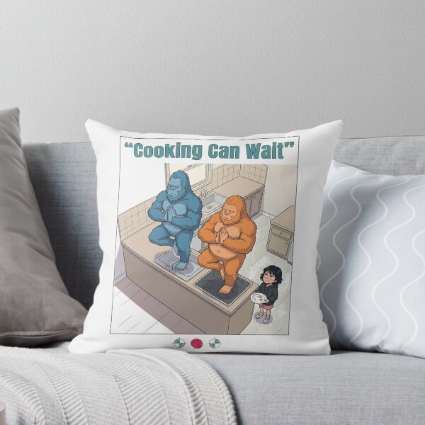 Item preview, Cooking Can Wait - Funny Bigfoot Kitchen Yoga Cartoon designed and sold by Whimsy Trail Co.