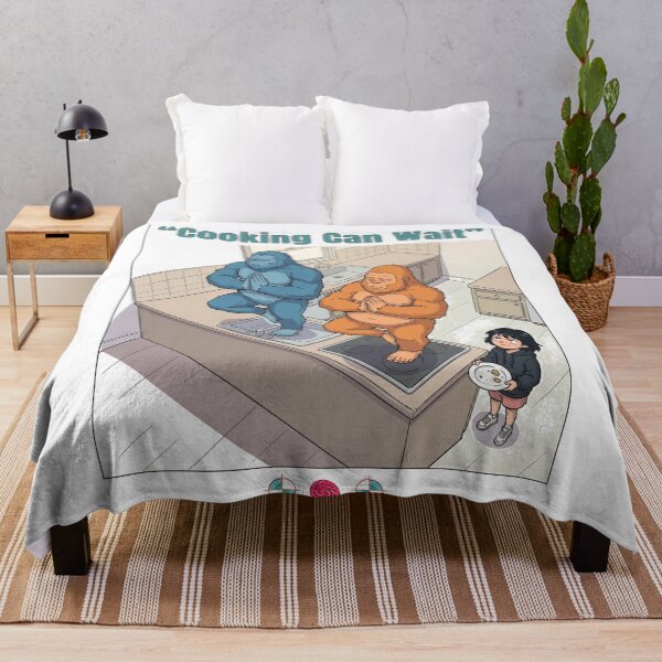 Item preview, Cooking Can Wait - Funny Bigfoot Kitchen Yoga Cartoon designed and sold by Whimsy Trail Co.