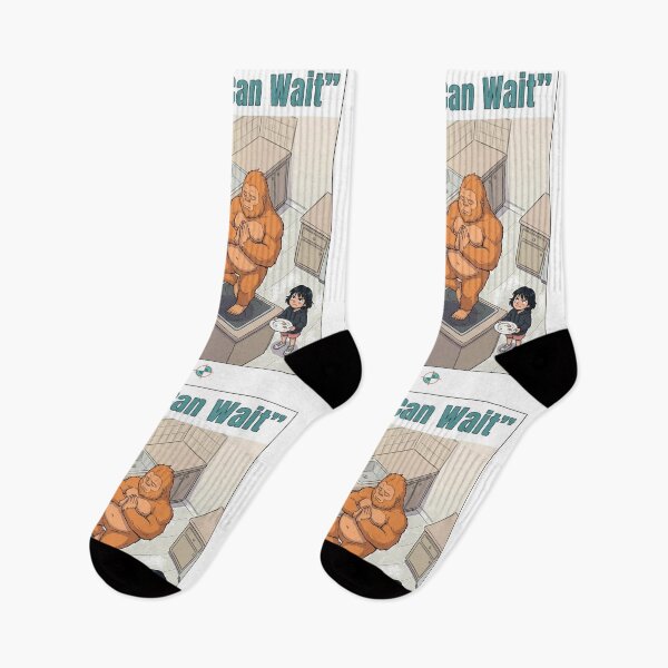 Item preview, Cooking Can Wait - Funny Bigfoot Kitchen Yoga Cartoon designed and sold by Whimsy Trail Co.