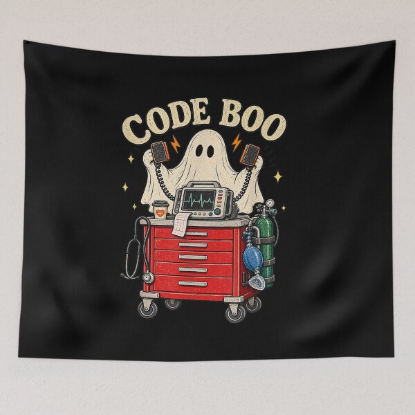 Item preview, Code Boo Funny Ghost Halloween Nurse Respiratory RN ICU designed and sold by Denenberg Jardel.