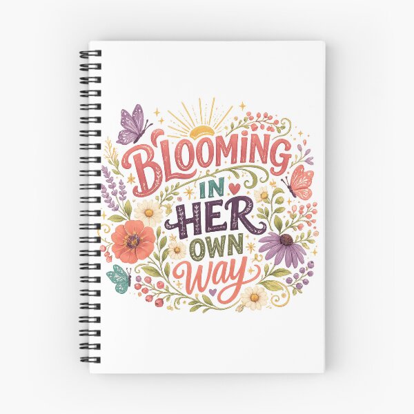 Item preview, Blooming in Her Own Way Inspirational Floral Quote Butterfly Art designed and sold by inkoutninja.
