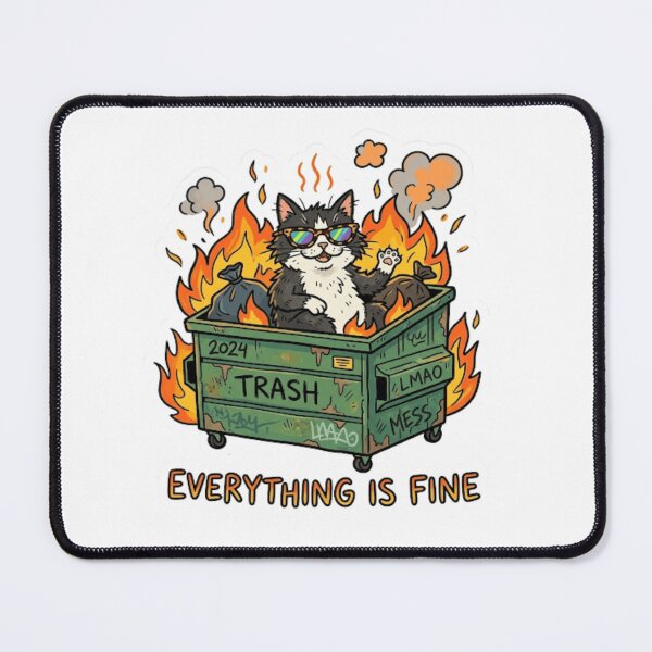 Item preview, Everything Is Fine Dumpster Fire Cat Cute Funny Meme designed and sold by Shopyshivangi.