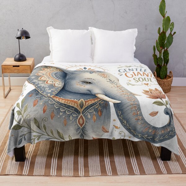 Item preview, Gentle Giant Soul Boho Elephant Floral Mandala Botanical Art designed and sold by inkoutninja.