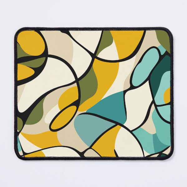 Item preview, Mid Century Modern Abstract Pattern - Retro Mustard & Teal Organic Shapes designed and sold by UniqueDesign751.
