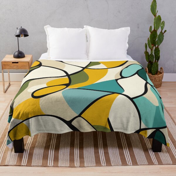 Item preview, Mid Century Modern Abstract Pattern - Retro Mustard & Teal Organic Shapes designed and sold by UniqueDesign751.