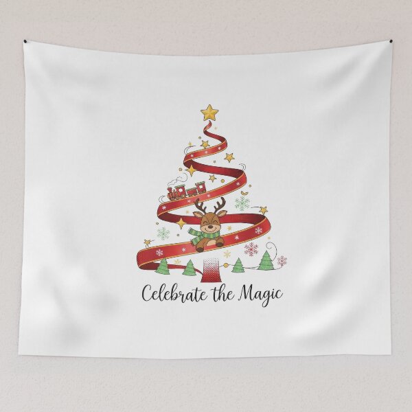 Item preview, Celebrate the Magic Christmas Tree Reindeer Design designed and sold by PlumArtDesign.
