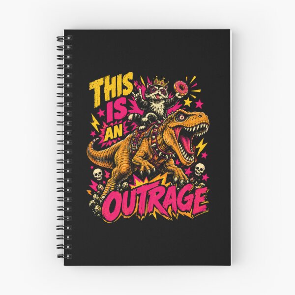 Item preview, This Is an Outrage Funny Cat Riding Dinosaur designed and sold by ArchibaldStone.